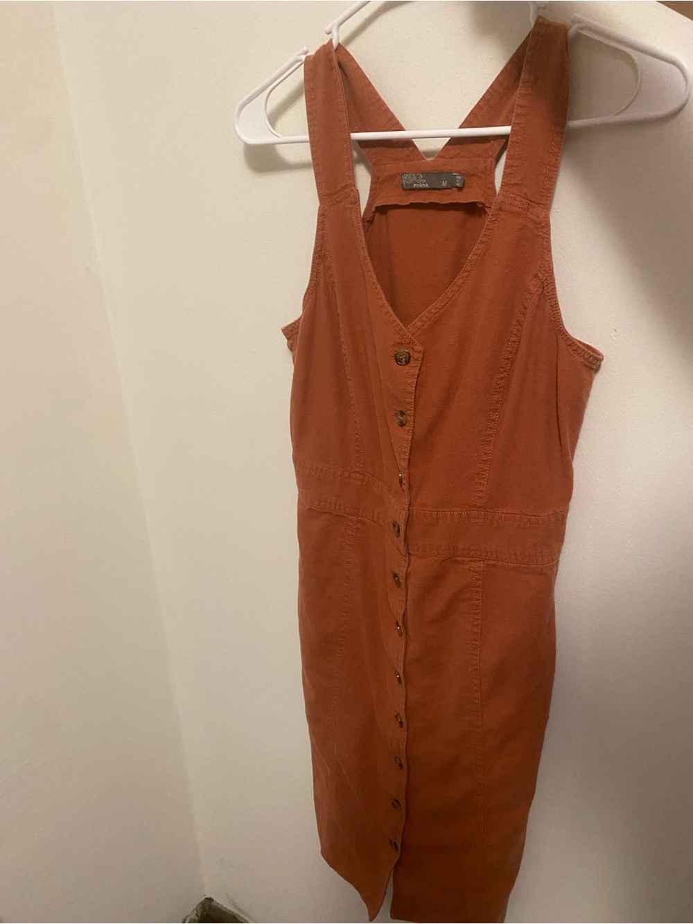 Prana Rust-Colored Button-Front Midi Dress